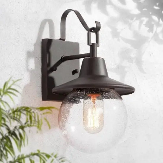 2pk 12.5" Metal/Glass Globe Outdoor Wall Lamps Rusty - LNC image {1}