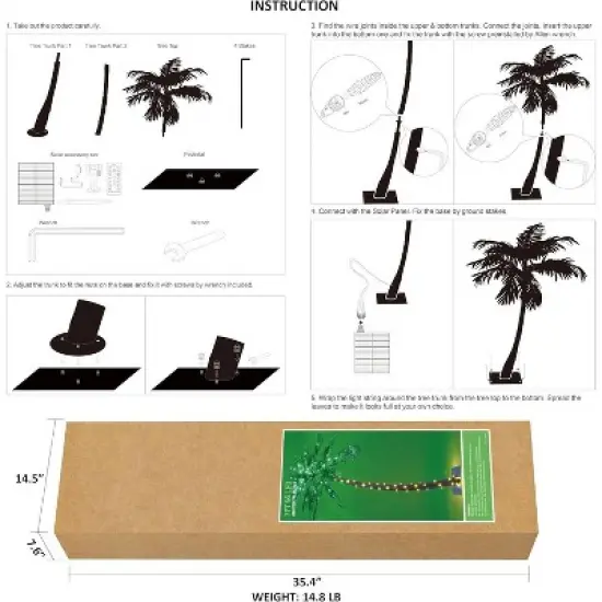 LIGHTSHARE Electric Lighted Palm Tree LED Outdoor Light Stakes Green image {4}