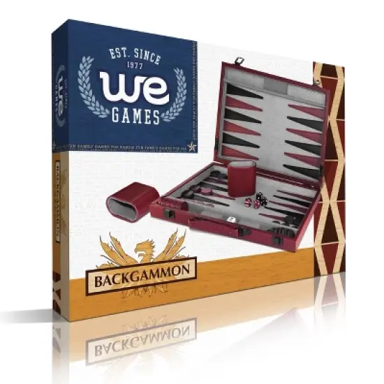 WE Games Tournament Backgammon Set - Burgundy & Black Leatherette image {7}