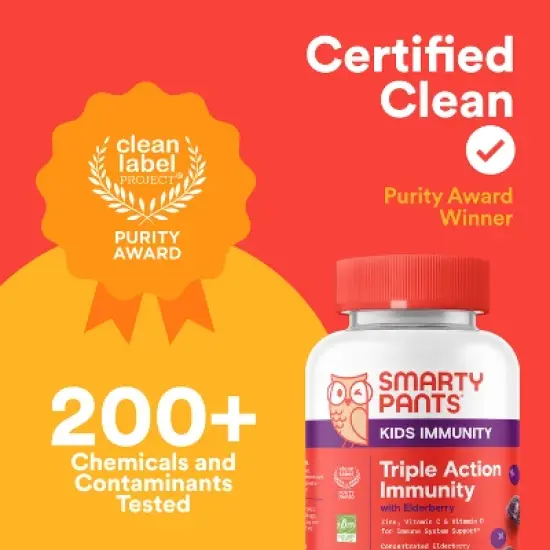 SmartyPants Kids Triple Action Immunity Chewables with Vitamins C, D3, & Zinc, Elderberry - 60ct image {8}
