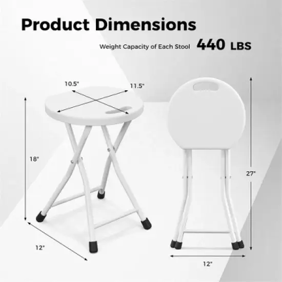 Tangkula 4PCS 18"H Folding Stool Portable & Foldable Camping Chair w/ Carrying Handle image {8}