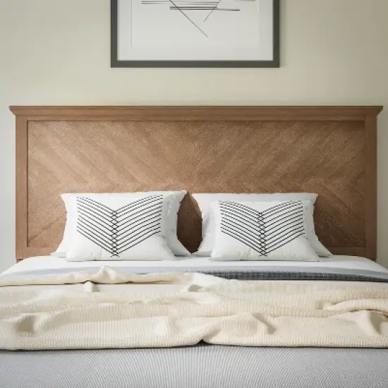 Flash Furniture Fiona Herring Bone Wooden Adjustable Headboard for Universal Metal Bed Frames image {3}