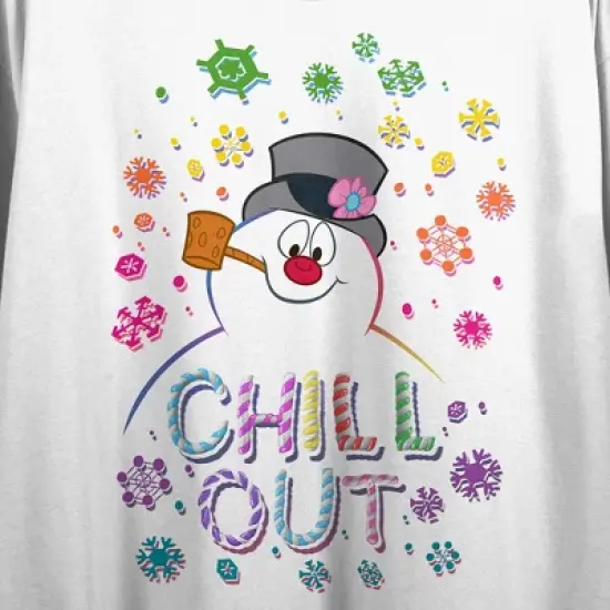 Frosty the Snowman "Chill Out" Women's White Graphic Crop Tee image {1}