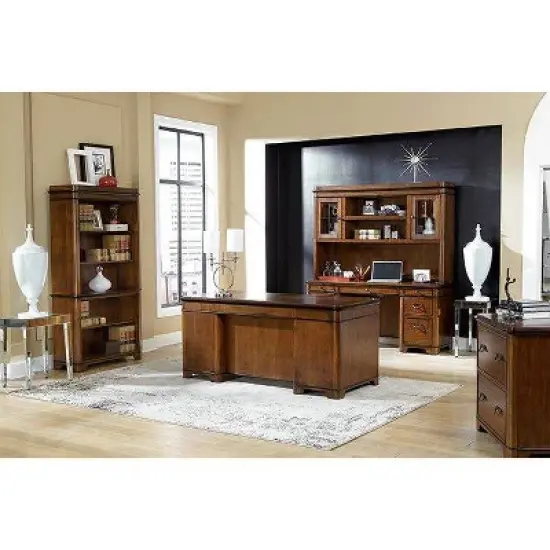 76" Kensington Open Bookcase Fully Assembled Brown - Martin Furniture image {1}