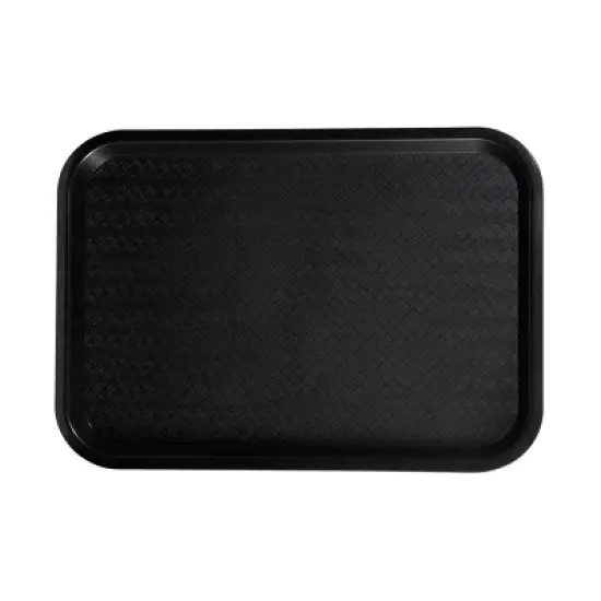 Winco Cafeteria Fast Food Tray, Plastic,  Black, 10" x 14" - Pack of 12 image {1}