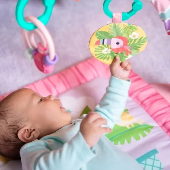 Bright Starts Pink Palms Tiki Toy Bar Baby Activity Gym and Tummy Time Mat Newborn to 3 Years image {8}