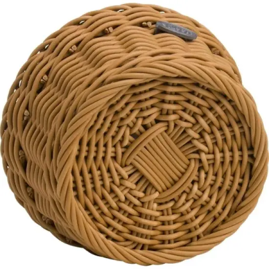Saleen Round Wicker Basket with Porcelain Bowl Insert - Elegant Beige Addition image {3}