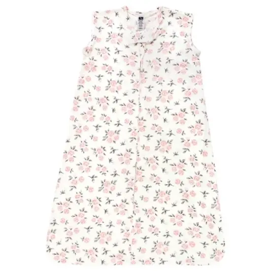Hudson Baby Infant Girl Cotton Sleeveless Wearable Sleeping Bag, Sack, Blanket, Neutral Pink Floral image {2}