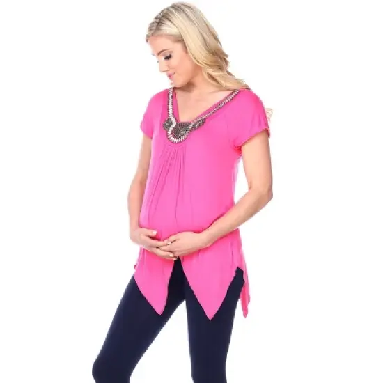 Maternity Myla Embellished Tunic Top - White Mark image {6}