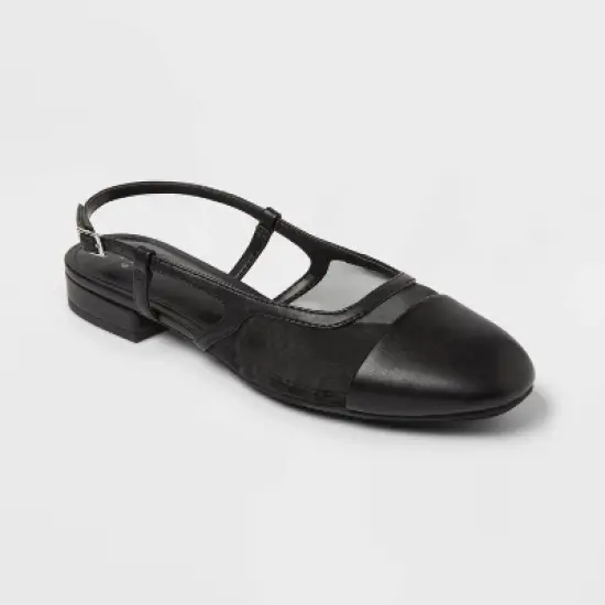 Women's Evelyn Mesh Slingback Ballet Flats - A New Day&trade; Black image {4}