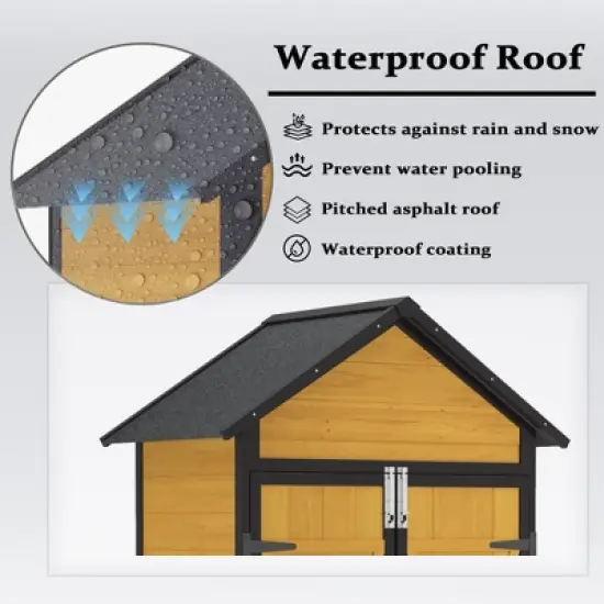 Outdoor Storage Cabinet Storage Shed with Waterproof Roof Lockable Doors Removable Shelves Foldable Table Hooks 69 Inches Garden Tool Shed image {1}