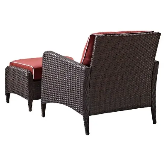 Kiawah 2pc Wicker Patio Chair with Ottoman Seating Set - Crosley image {2}