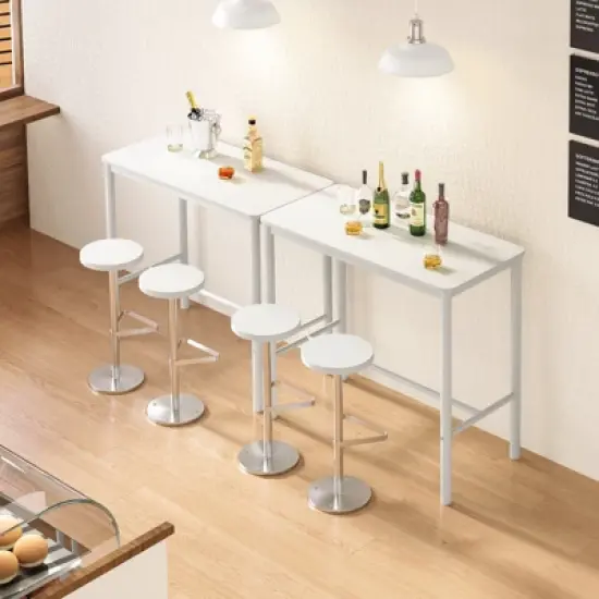 GlasFlength Bar Table，Industrial Modern Bar Table with Sturdy Metal Frame, Easy Assembly, white, 47.2"*23.6"*41.3" image {2}