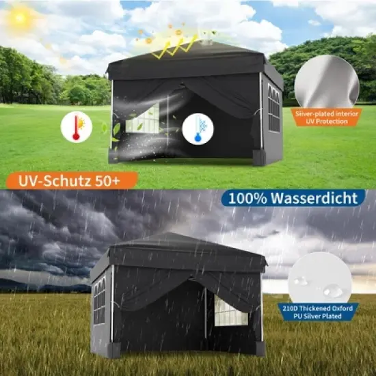 10X10 Instant Pop Up Canopy Tent with 4 Waterproof Sidewalls, Portable Outdoor Shelter for Camping, Beach, Parties image {1}