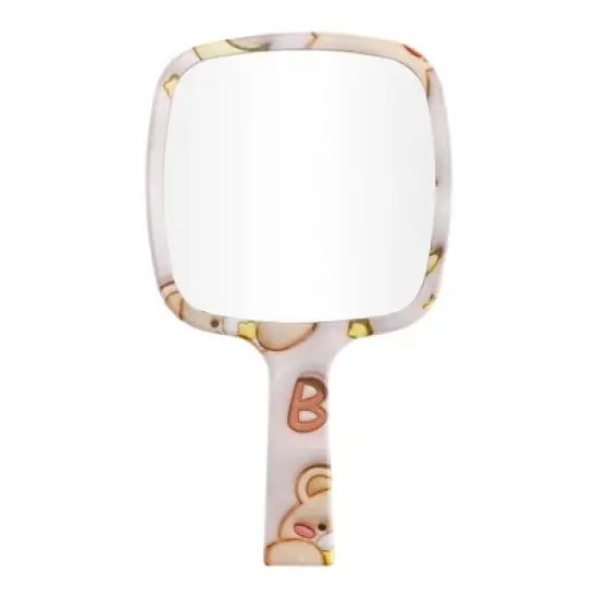 Unique Bargains Durable Square Handheld Mirror Light Pink 1 Pc image {3}