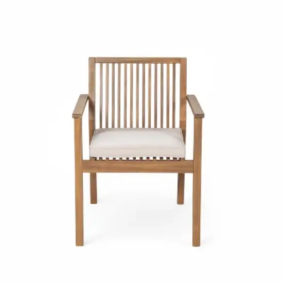 Christopher Knight Home Ashe Rustic 5 Piece Patio Acacia Wood Dining Set with Cushions image {5}