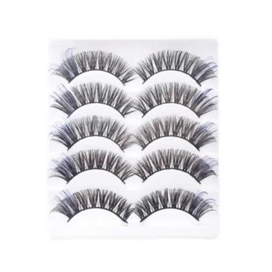 Unique Bargains 3D Curly Mixed Color False Eyelashes 5 Pair image {5}