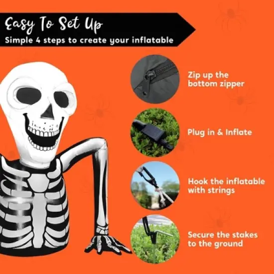 Joyfy 5.5 FT Halloween Inflatables Outdoor Decorations, Inflatable Skeleton Ground Breaker with LEDs for Halloween Party Yard Garden Lawn Decorations image {6}