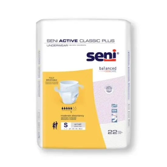 Seni Active Classic Plus Disposable Underwear Pull On with Tear Away Seams Small, S-SM22-AC2, Moderate image {6}