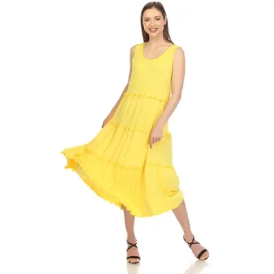 Women's Scoop Neck Tiered Midi Dress image {4}