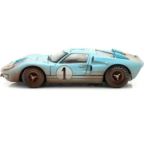 1966 Ford GT-40 MK II #1 Light Blue Miles - Hulme Le Mans (Dirty Version) 1/18 Diecast Model Car by Shelby Collectibles image {2}