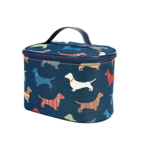 Signare USA Dachshund Dog Blue Toiletry Vanity Bag image {1}
