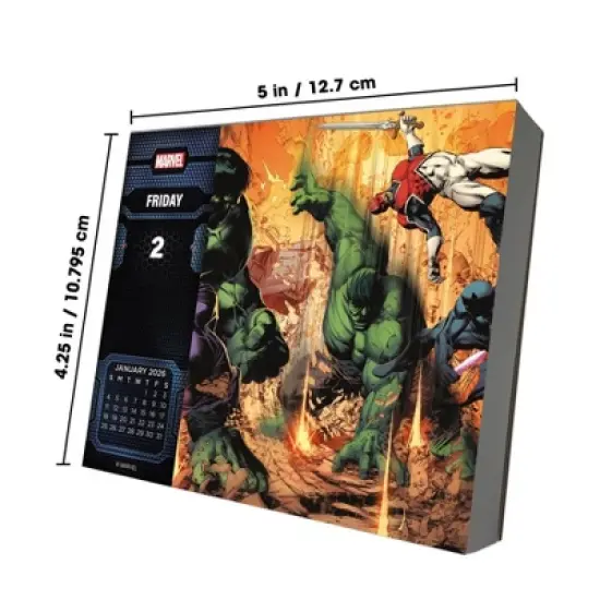 Trends International 2026 History of Marvel Dayata Time 6.12"x5.37" Box Calendar image {9}