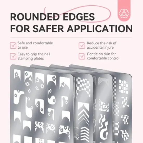 Saviland Nail Stamper Plates: 4PCS French Stamping Plates - Wave Stripes, Reusable Stainless Steel Tools image {5}