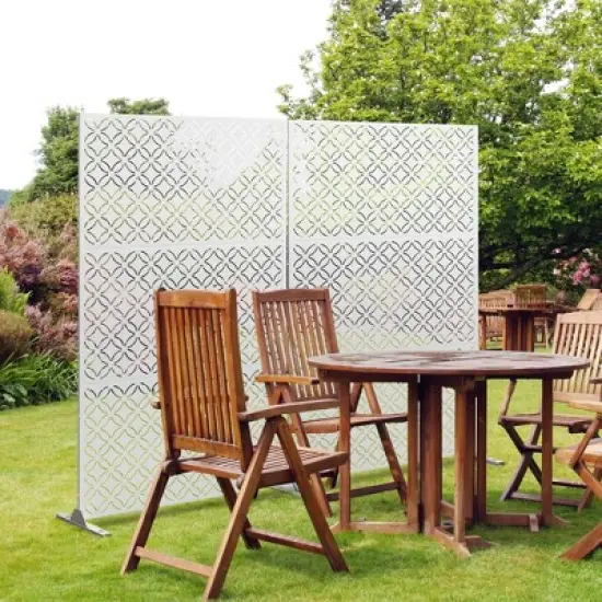 PexFix 72 in. x 47 in. Outdoor Privacy Screen Garden Fence in Palace Pattern in White image {4}