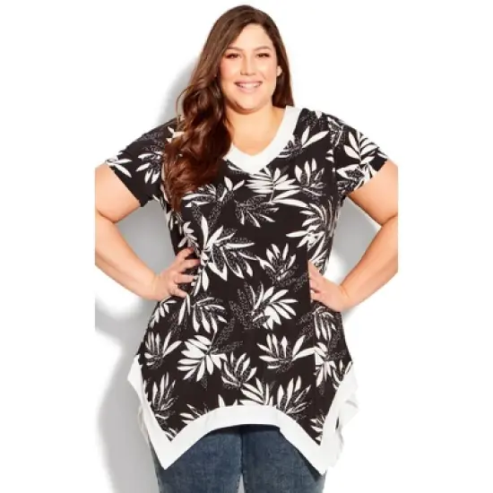 Women's Plus Size Colette Print Tunic  - Mono Palm | AVE STUDIO image {4}