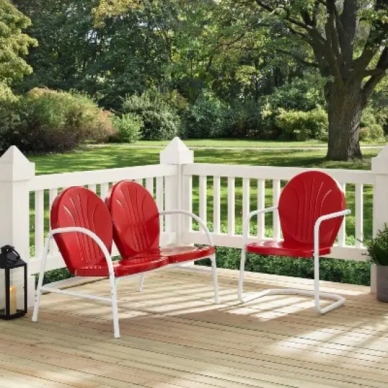Griffith 2pc Outdoor Seating Set - Bright Red - Crosley image {3}