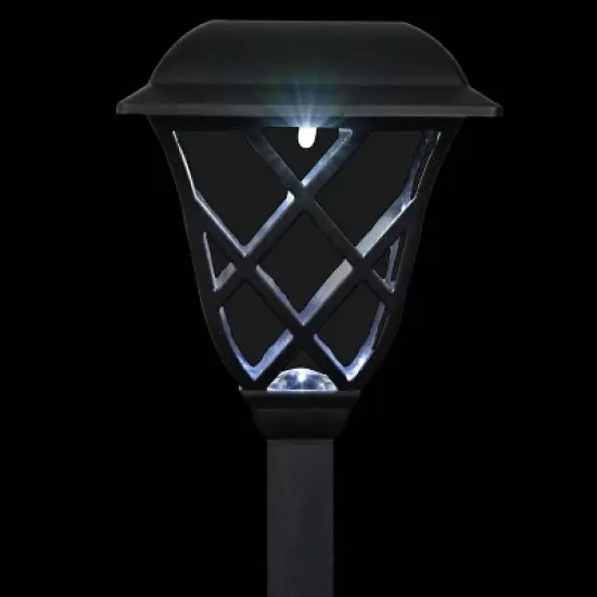 Alpine Corporation 4pk Criss Cross Solar LED Outdoor Path Lights Black: Durable, Weather-Resistant, No Assembly Required image {4}