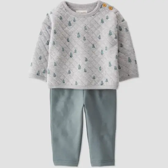 Little Planet by Carter&rsquo;s Baby Boys' 2pc Double Knit Trees Top & Bottom Set - Green/Gray image {4}