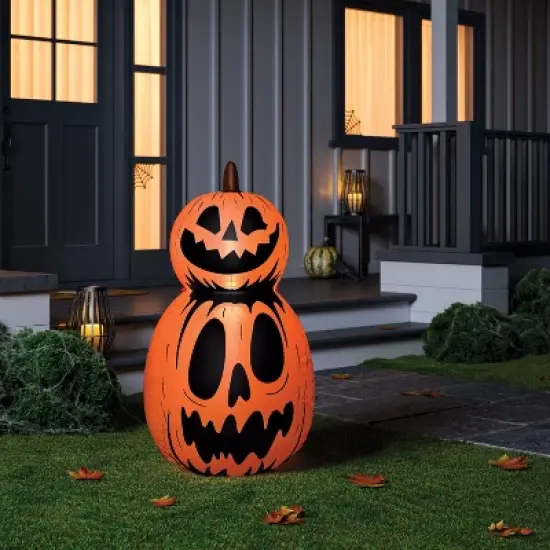 3.5' Double Stacked Jack Airblown Inflatable Halloween Decoration Orange - Hyde and EEK! Boutique&trade; image {1}