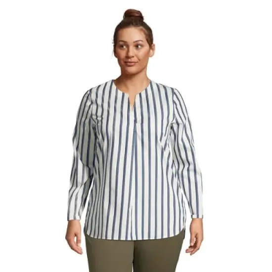 Lands' End Women's Wrinkle Free No Iron Split Neck Soft Tunic Top image {3}