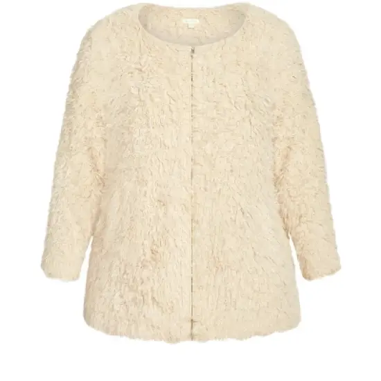 Women's Plus Size Lotus Fluffy Jacket - cream | AVEOLOGY image {2}