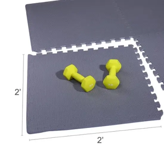 BalanceFrom Fitness 48 Square Foot Interlocking Extra Thick 1/2 Inch Slip Resistant Exercise Mat Tiles with 12 24 x 24 Inch Pieces, Gray image {2}