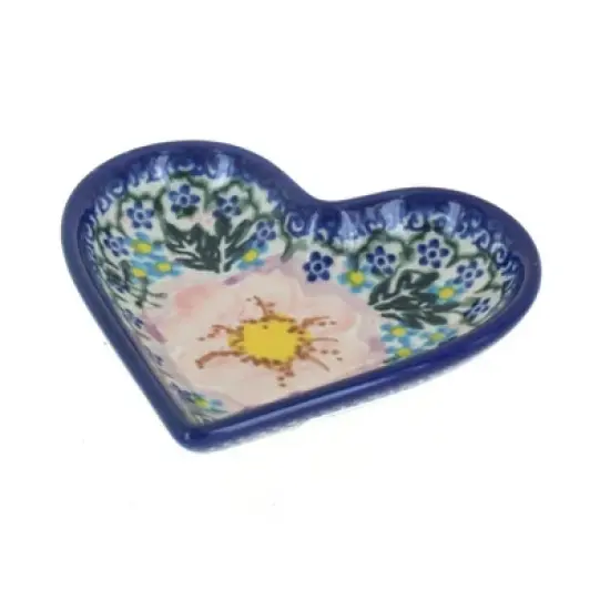 Blue Rose Polish Pottery 392 Vena Heart Dish image {1}