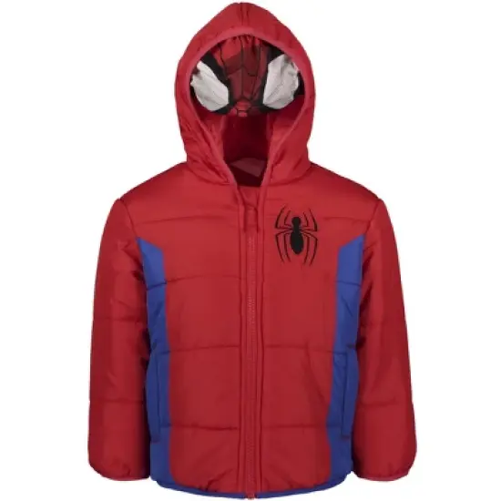 Marvel Avengers Spider-Man Hulk Black Panther Captain America Zip Up Winter Coat Puffer Jacket Toddler to Big Kid image {4}