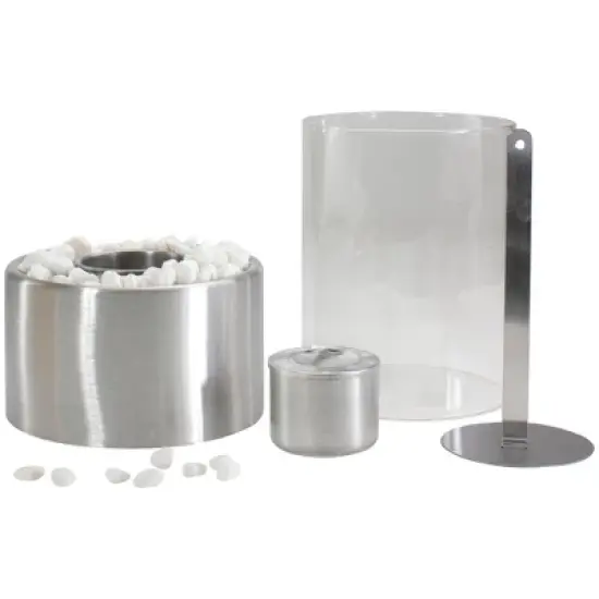 Northlight 10.5" Bio Ethanol Round Portable Tabletop Fireplace with Silver Base image {5}