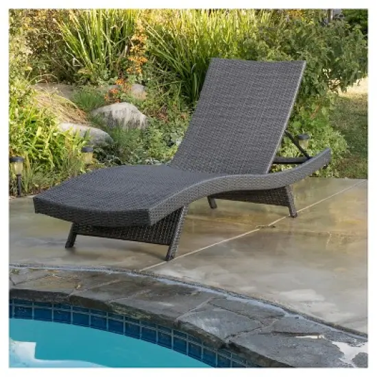 Toscana Wicker Patio Lounge: Christopher Knight Home, Adjustable, All-Weather, Iron Frame image {1}
