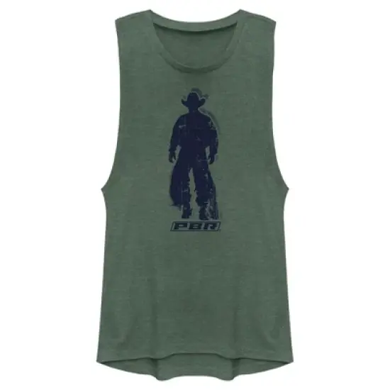 Junior's Professional Bull Riders Distressed Cowboy Silhouette Festival Muscle Tee image {3}