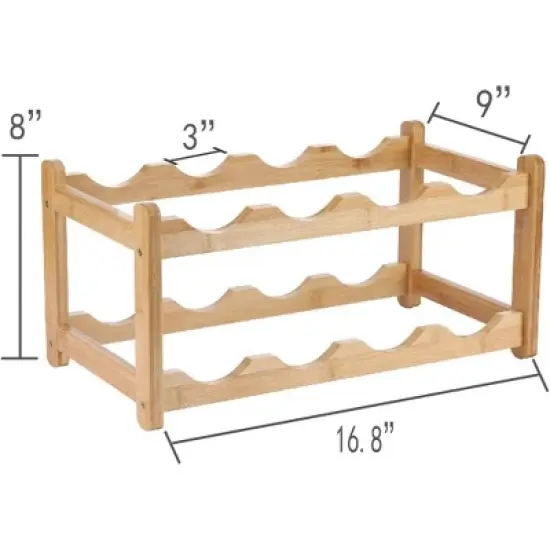 Itopfox 2-Tier Bamboo Wine Rack - Eco-Friendly, Space-Saving Storage for 8 Bottles, Easy Assembly for Kitchen, Pantry, Bar, or Home Decor image {6}