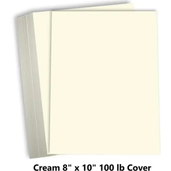 Hamilco Cream Colored Cardstock 8 x 10" Heavy Weight 100 lb Cover Card Stock for Printer - 50 Pack image {1}