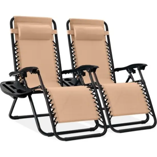 Best Choice Products Set of 2 Zero Gravity Lounge Chair Recliners for Patio, Pool w/ Cup Holder Tray image {14}