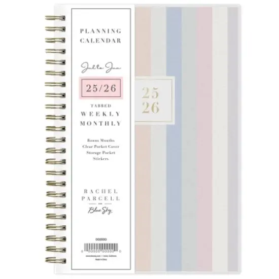Blue Sky Rachel Parcell 2025-2026 Weekly/Monthly Wirebound Planner 5"x8" Printed Allie Warm Stripe image {2}