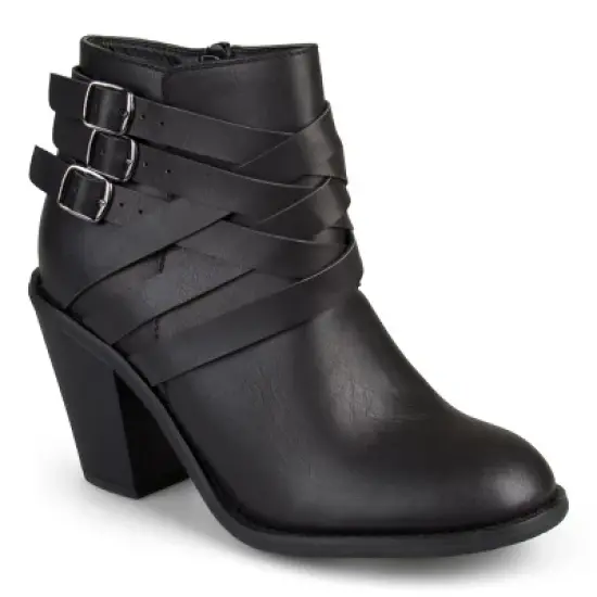 Journee Collection Womens Strap Inside Zip Stacked Heel Booties image {9}