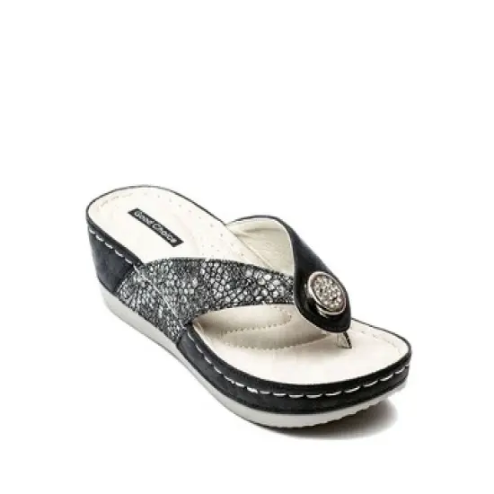 GC Shoes Dafni Embellished Two-Tone Comfort Slide Wedge Sandals image {5}