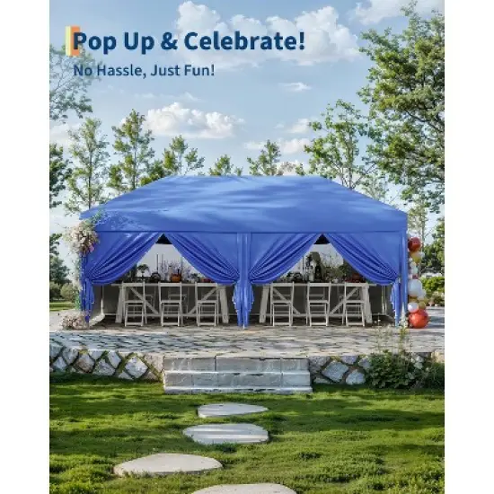 10x20 ft Heavy-Duty Pop-Up Outdoor Canopy with 6 Walls, 3 Heights. Includes Bag, Weights, Stakes & Ropes image {4}