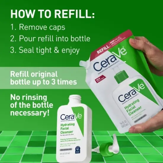 CeraVe Hydrating Facial Cleanser Refill For Normal to Dry Skin - 16 fl oz image {3}